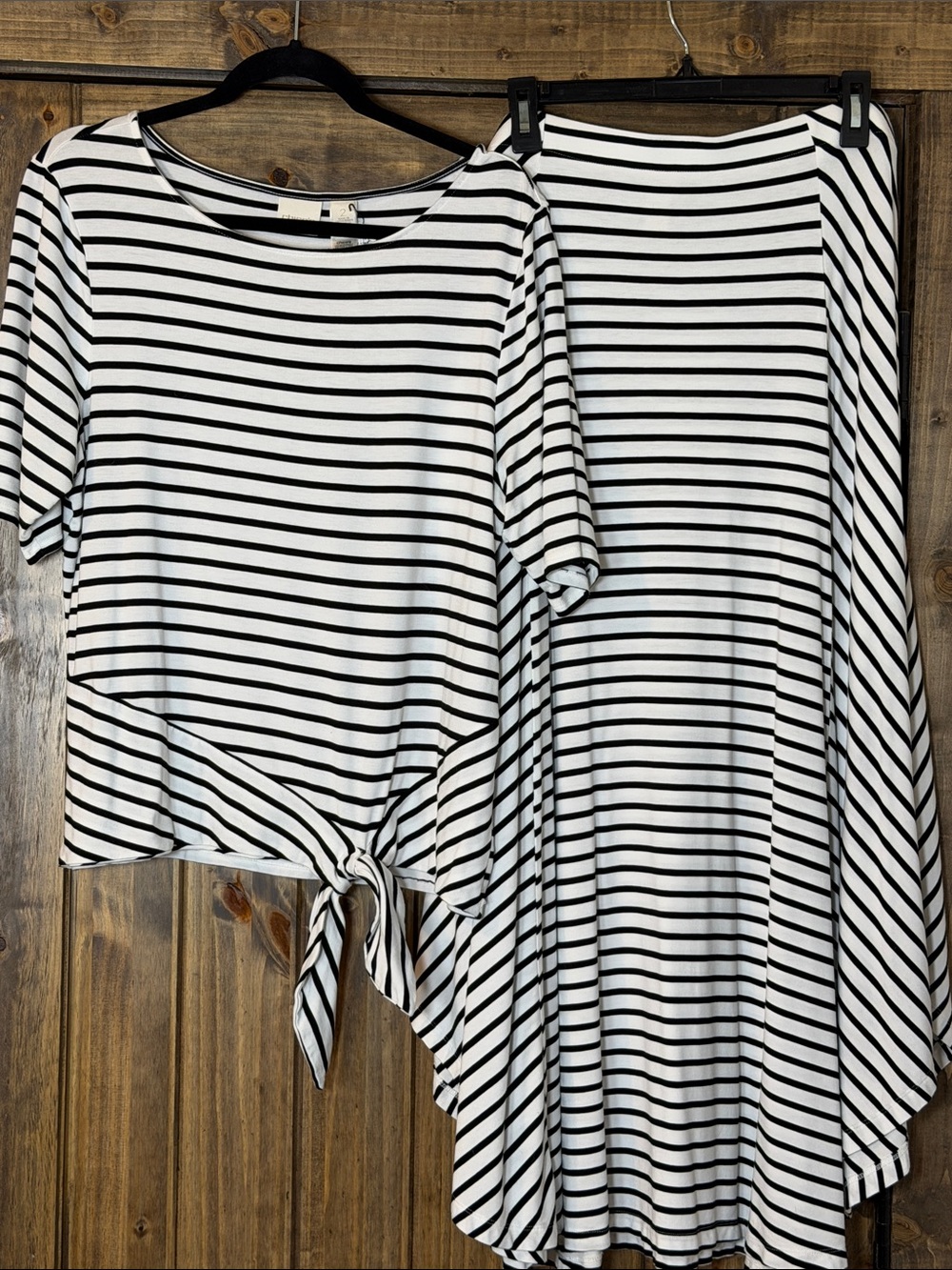Chico's Black & White Striped Set (skirt & top)